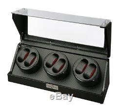 Diplomat Black Wood 6 Six Automatic Watch Winder Display Storage Case Box NEW