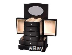 Diplomat Espresso Finish Wood Jewelry Storage Display Box Case Organizer Chest