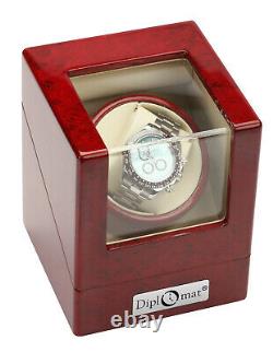 Diplomat Single 1 Watch Winder Box Cherry Wood Display Case 31-405