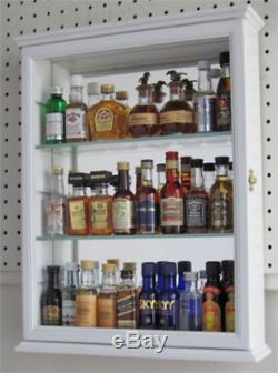 DisplayGifts SCD06B-WH Shot Glass Display Case Wall Curio Cabinet, Solid Wood