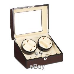 Display Box Case Automatic Dual Watch Winder Box 4+6 Wood Storage Xmas Gift EU