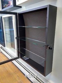 Display Case Adj Shelves Showcase Anything! Curio Exhibit Wood Shadow Box Wall