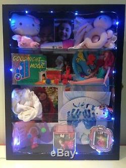 Display Case Adj Shelves Showcase Anything! Curio Exhibit Wood Shadow Box Wall