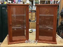 Display Case Curio/Doll Wood&Glass Cherry Matching Set with Wood Framed Door