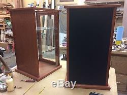 Display Case Curio/Doll Wood&Glass Cherry Matching Set with Wood Framed Door