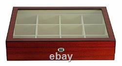 Display Case For 12 Ties Belts And Accessories Cherry Wood Storage Box Father's