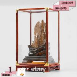 Display Case, Glass Case for Exhibitions, Clear Glass with Wooden Base and Glass