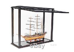 Display Case Medium Wood & Plexiglass 36 Cabinet Boats Tall Ships Yacht Models
