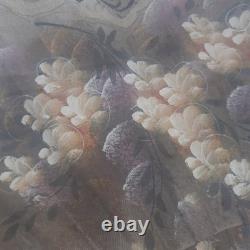 Display Case With Fan Flower Theme Hand Painted Wood Frame Glass Vintage 60s