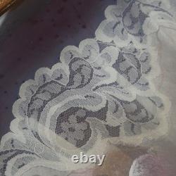 Display Case With Fan Flower Theme Hand Painted Wood Frame Glass Vintage 60s