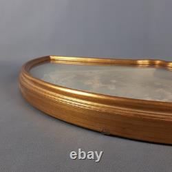 Display Case With Fan Flower Theme Hand Painted Wood Frame Glass Vintage 60s