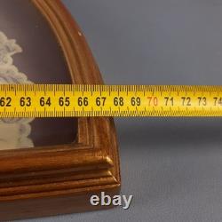 Display Case With Fan Flower Theme Hand Painted Wood Frame Glass Vintage 60s