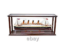 Display Case Wood Table Top Cabinet Acrylic Glass 38.5 Ships And Boats Models