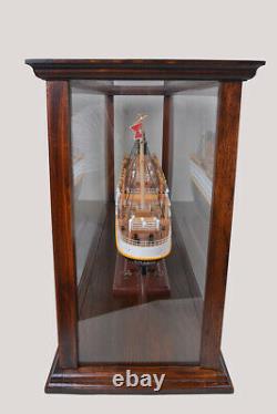 Display Case Wood Table Top Cabinet Acrylic Glass 38.5 Ships And Boats Models