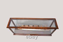 Display Case Wood Table Top Cabinet Acrylic Glass 38.5 Ships And Boats Models