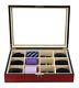 Display Case For 12 Ties, Belts, And Accessories Cherry Wood Storage Box Fath