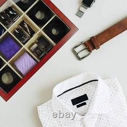 Display Case for 12 Ties, Belts, and Accessories Cherry Wood Storage Box Fath