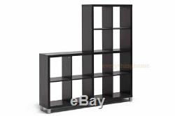 Display Shelving Unit Book Case Decor Shelf Modern Dark Brown Cube Designer New