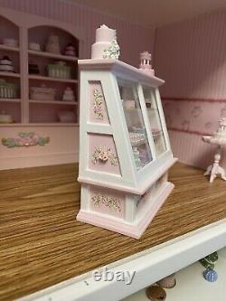 Dollhouse Pink BAKERY DISPLAY CASE with CAKES Hand-Painted 112 Shop Furniture