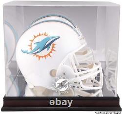 Dolphins Mahogany Helmet Display Case with Mirror Back-Fanatics