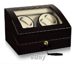 Double Automatic Rotation 4+6 Watch Winder Case Wood Display Box Japan Motor