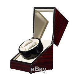 Double Automatic Watch Winder, Wood Rotating Dual Watches Display Storage Case