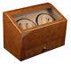Double Quad (4) + 4 Walnut Wood Automatic Watch Winder Storage Display Box/case