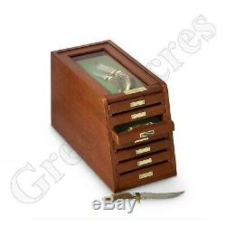 Drawer 7 Collectors Cabinet Solid Wood Display Case Knives Coins Watches Medals