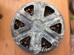 Early Boye Needles Shuttles Bobbins Tin DIsplay Case, 50+ Wood Tubes w contents