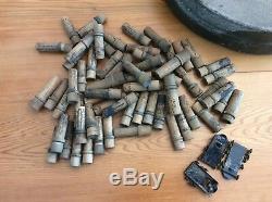 Early Boye Needles Shuttles Bobbins Tin DIsplay Case, 50+ Wood Tubes w contents