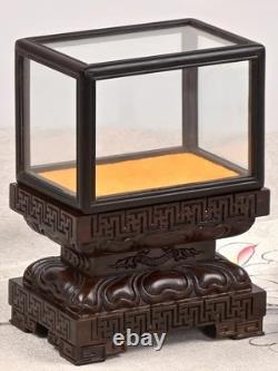 Ebony Wood Carved Display Cover Case Artwork Statue Antique Protection Decor