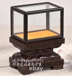 Ebony Wood Carved Display Cover Case Artwork Statue Antique Protection Decor