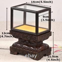 Ebony Wood Carved Display Cover Case Artwork Statue Antique Protection Decor