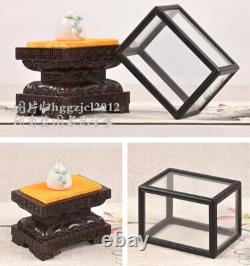 Ebony Wood Carved Display Cover Case Artwork Statue Antique Protection Decor