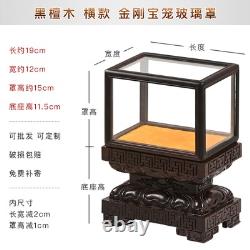 Ebony Wood Carved Display Cover Case Artwork Statue Antique Protection Decor