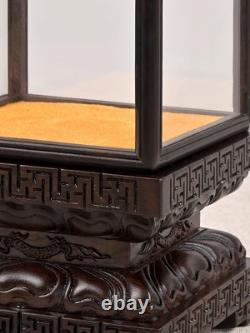 Ebony Wood Carved Display Cover Case Artwork Statue Antique Protection Decor