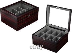 Ebony Wood Display Case for 8 Belts and Accessories Storage Organizer Box for D