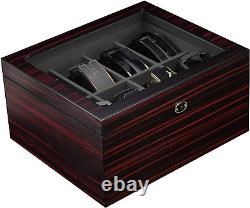 Ebony Wood Display Case for 8 Belts and Accessories Storage Organizer Box for D