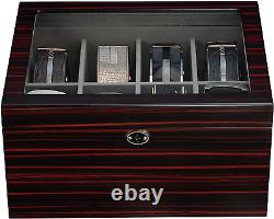 Ebony Wood Display Case for 8 Belts and Accessories Storage Organizer Box for Dr