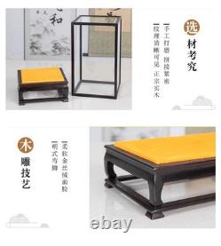Ebony Wood Display Cover Case Transparent Glass Art Jewellery Dust Base