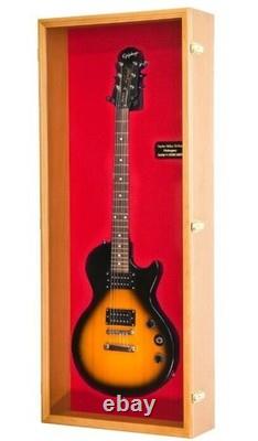 Electric Guitar Display Case Oak & Red Wood Cabinet Bass Gibson Fender Wall Rack