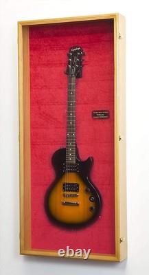 Electric Guitar Display Case Oak & Red Wood Cabinet Bass Gibson Fender Wall Rack