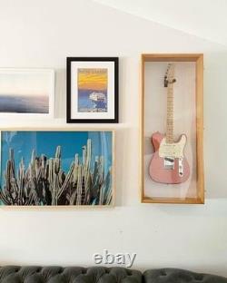 Electric Guitar Display Case Oak & Red Wood Cabinet Bass Gibson Fender Wall Rack