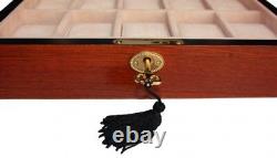 Elegant 12 Piece Cherry Wood Rosewood Watch Box Display Case Collection Jewelry