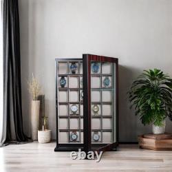Elegant 30-Piece Ebony Wood Watch Display Case Ideal Father's Day Gift