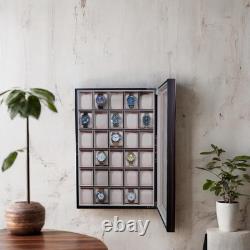 Elegant 30-Piece Ebony Wood Watch Display Case Ideal Father's Day Gift