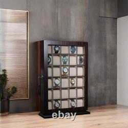 Elegant 30-Piece Ebony Wood Watch Display Case Ideal Father's Day Gift