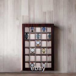 Elegant 30-Piece Ebony Wood Watch Display Case Ideal Father's Day Gift