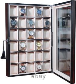 Elegant 30-Piece Ebony Wood Watch Display Case Ideal Father's Day Gift