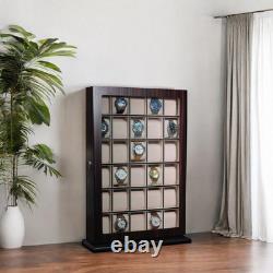 Elegant 30-Piece Ebony Wood Watch Display Case Ideal Father's Day Gift